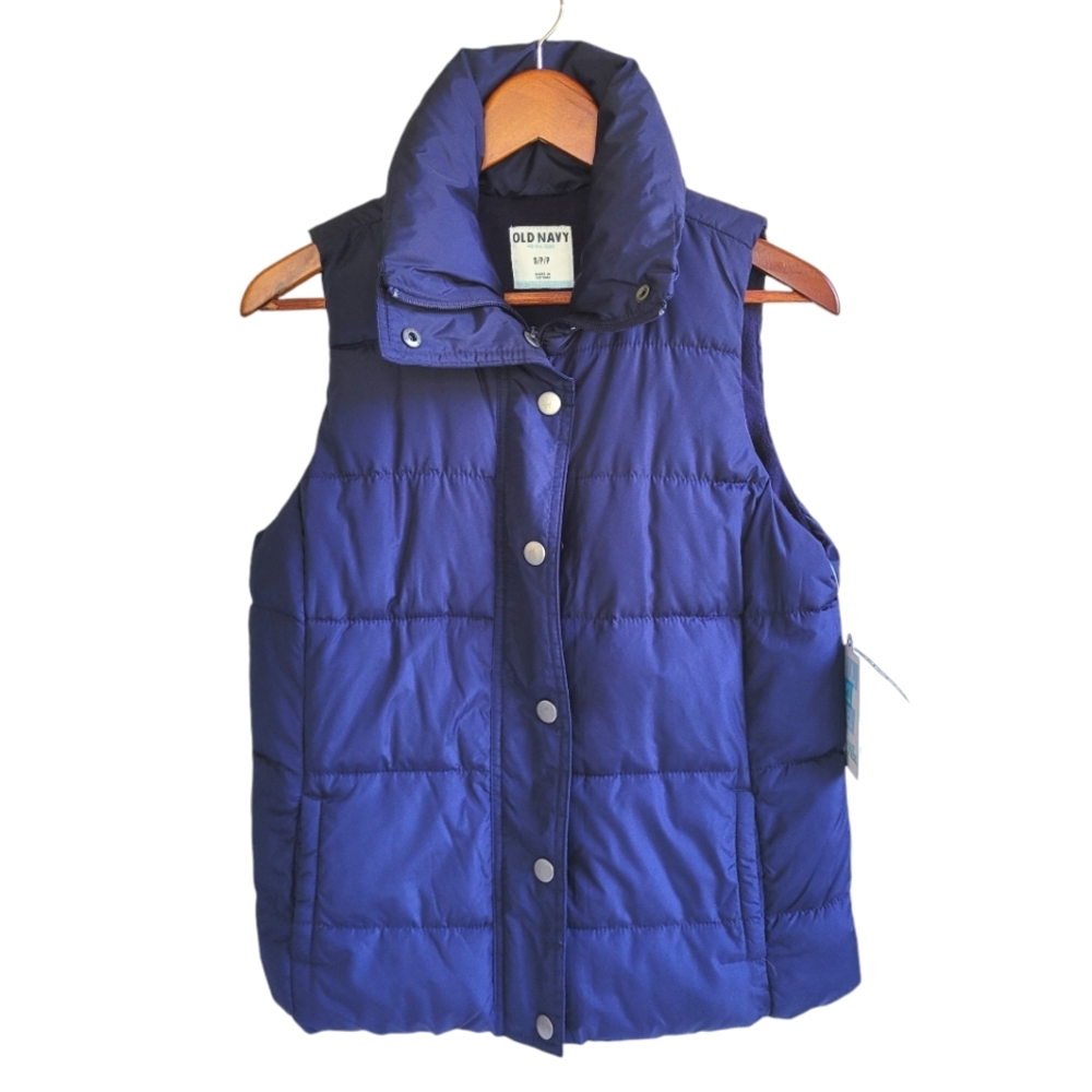 NWT Old Navy Winter Quilted Vest Blue Women's Small / Petite